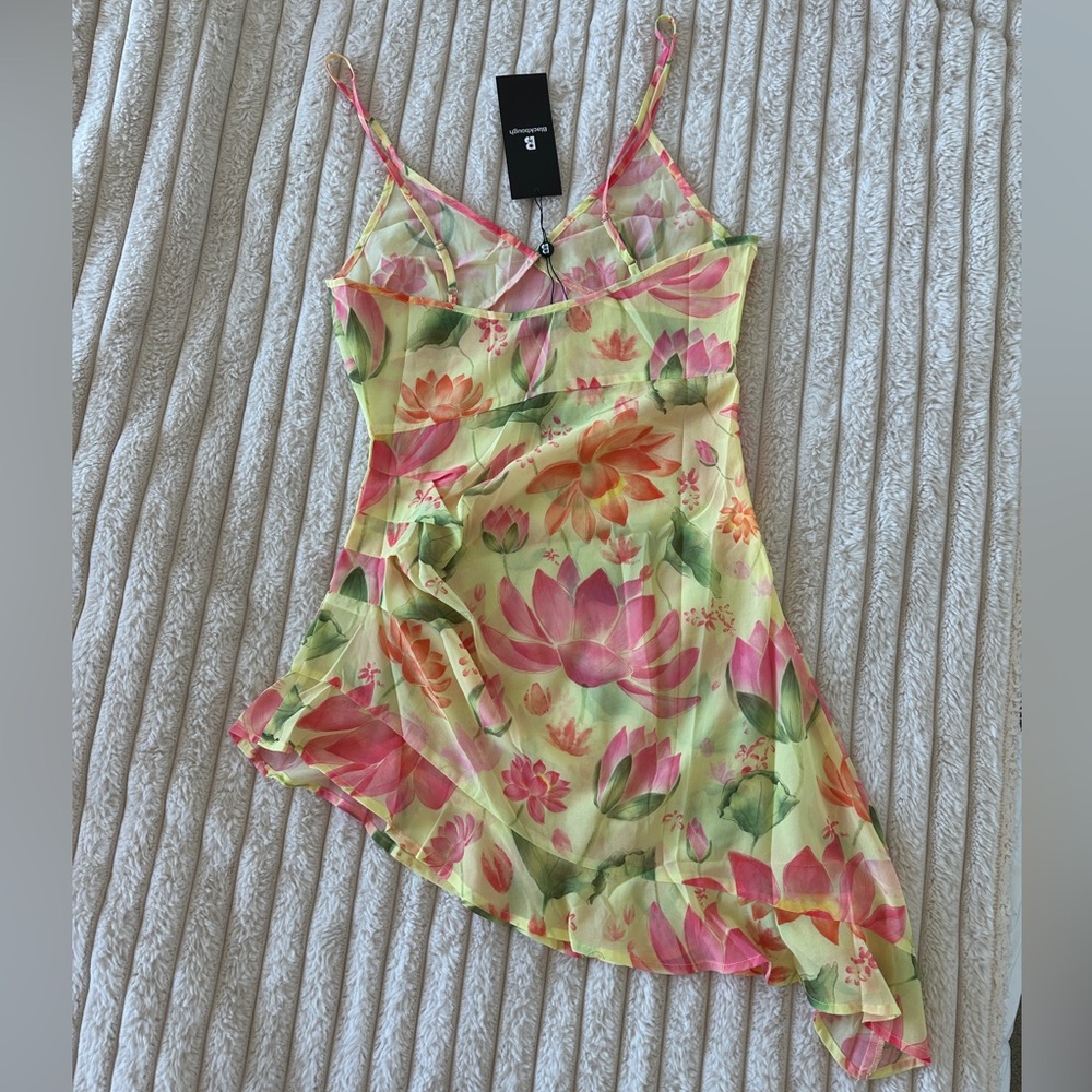 NWT Blackbough Bridget Sheer Sun Dress - Oasis - Asymmetrical Ruffled Slip - Picture 9 of 16